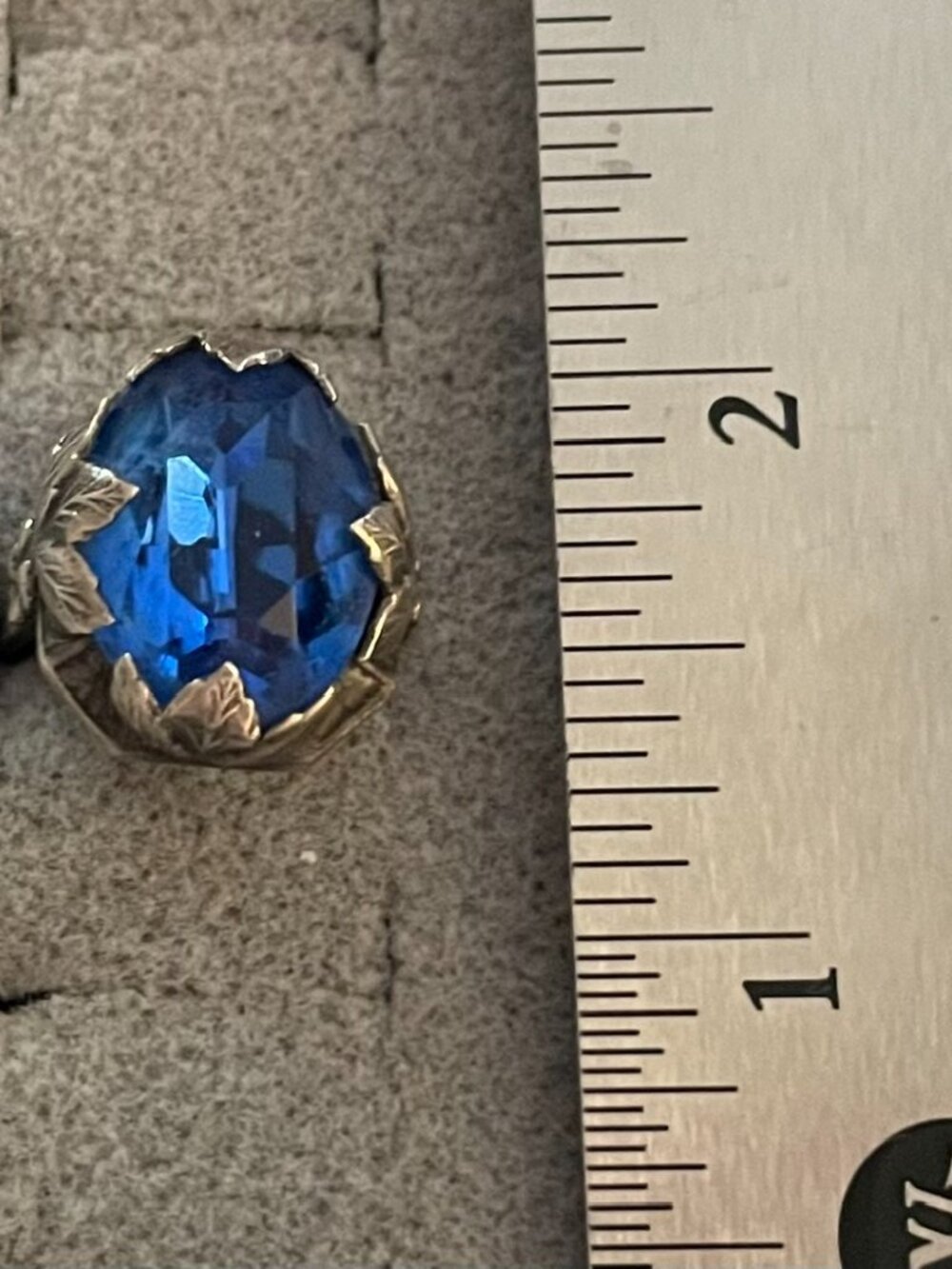 Vintage Silver Ring Signed Blue Glass ? Statement Size 7 Retro Cocktail Ring - Picture 3 of 15